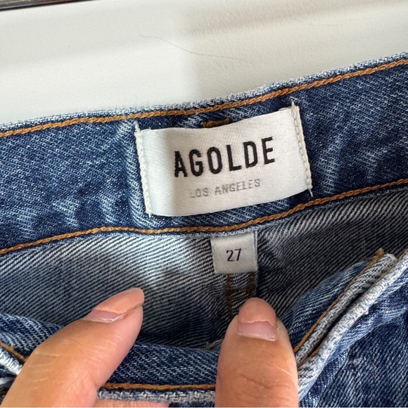 AGOLDE Parker Denim High Rise Distressed Summer Cutoff Shorts Blue Size 27 - Picture 5 of 12